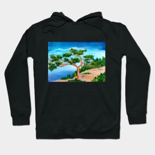 Solitary pine tree at the beach in coastal landscape Hoodie